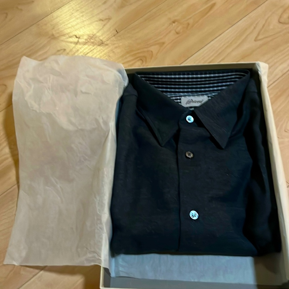 Brioni men’s XL charcoal gray men’s breathable dress shirt